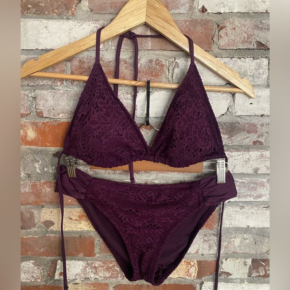 Mossimo Supply Co. Deep Purple Lace string Bikini Bathing suit Size L